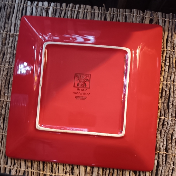 Tabletops Gallery "Rumba" Red Square Salad Plate - Picture 2 of 3